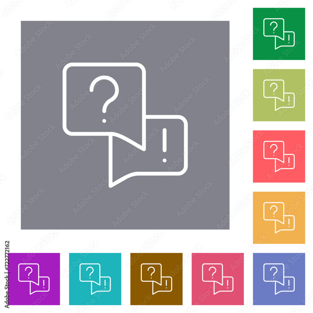 Frequently asked questions outline square flat icons Frequently asked questions outline square flat icons
