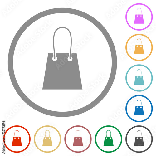 Shopping bag flat icons with outlines