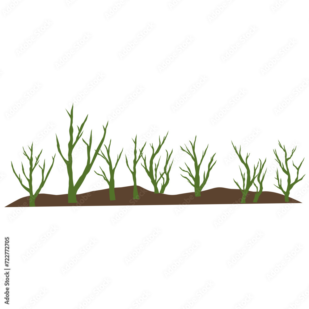 Fototapeta premium Illustration of a Mound of Land with Dry Trees