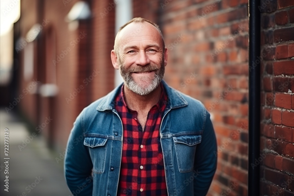 Portrait of a smiling senior man standing outside in a urban environment Portrait of a smiling senior man standing outside in a urban environment