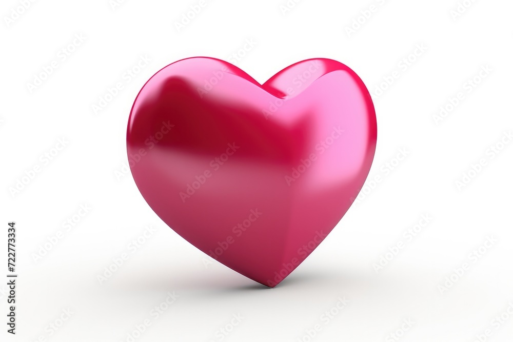 3D heart icon isolated on bright studio background