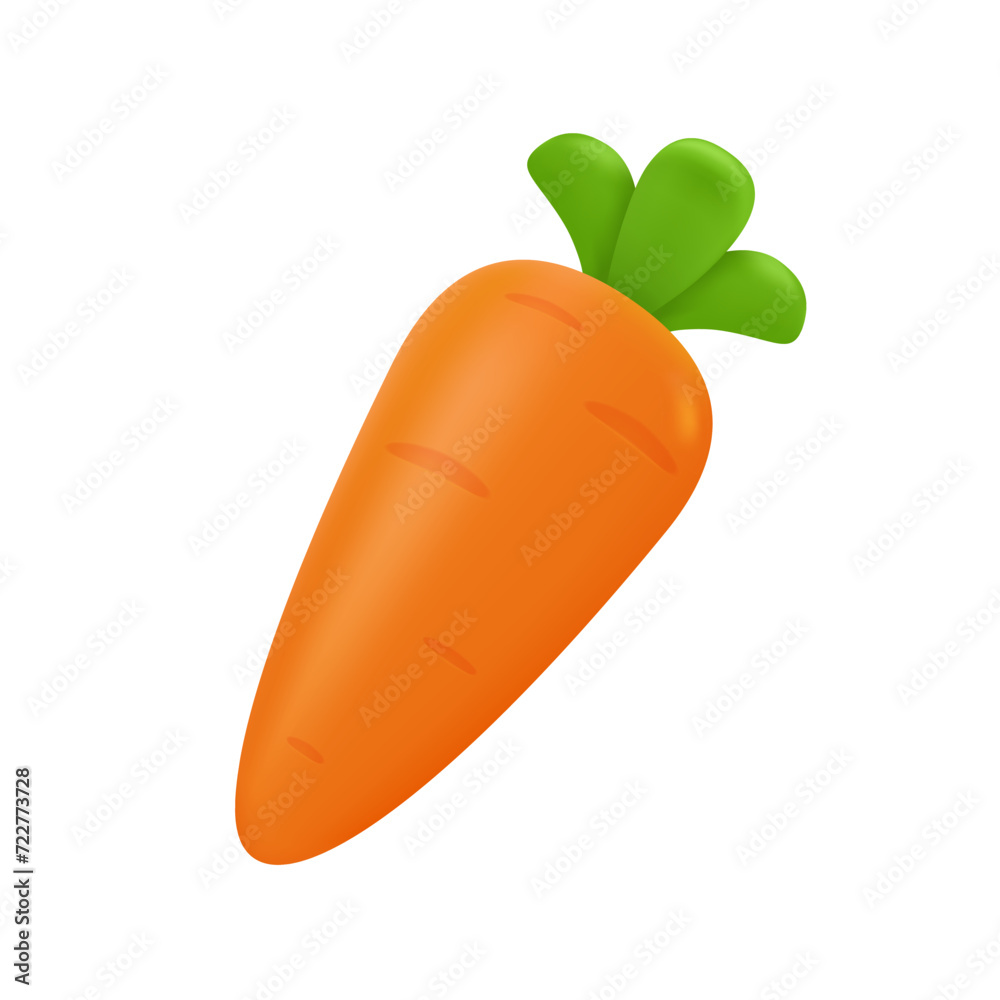 3D orange carrots. Crispy carrots. Vegetable elements that are the rabbit's favorite food at Easter. 3D vector Illustration. 3D orange carrots. Crispy carrots. Vegetable elements that are the rabbit's favorite food at Easter. 3D vector Illustration.