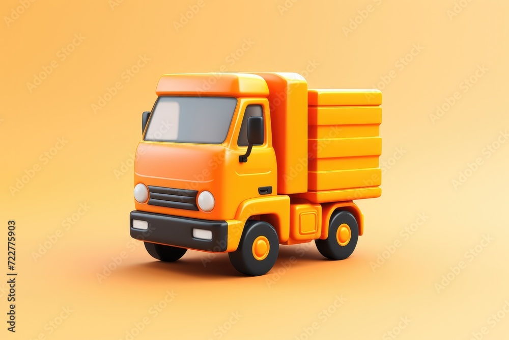 Little truck 3D render shipping delivery icon isolated on clean studio background Little truck 3D render shipping delivery icon isolated on clean studio background