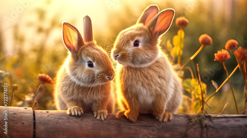 cute rabbit friends together for kids and children friendship