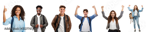 Set of happy student on transparency background PNG