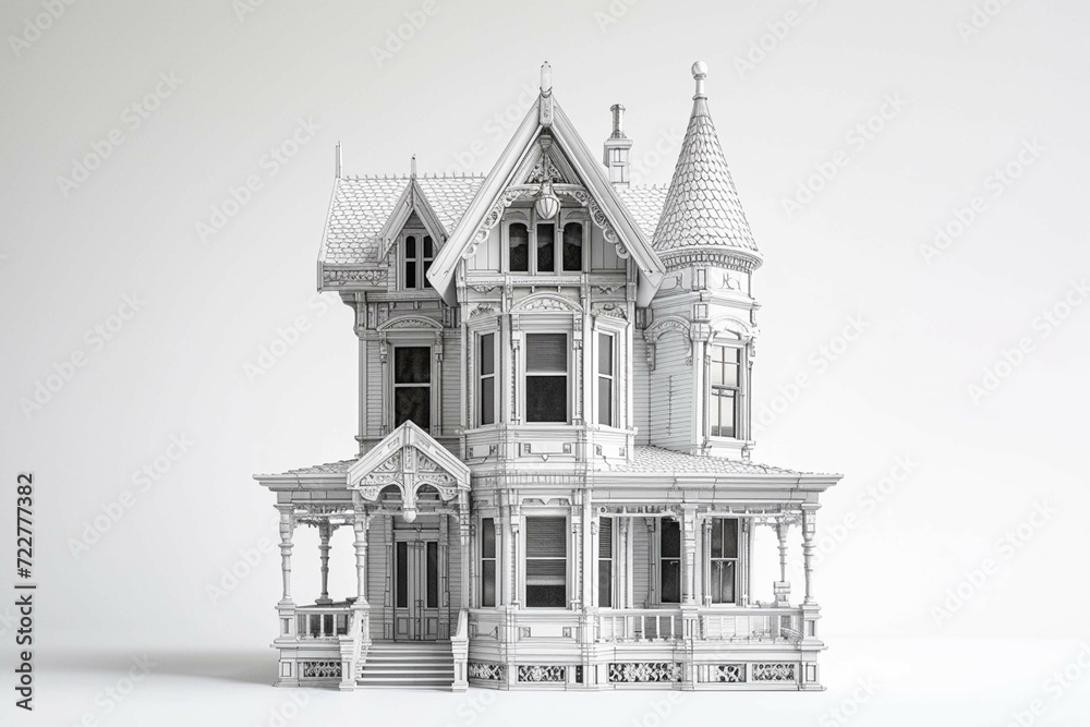 Victorian House on White