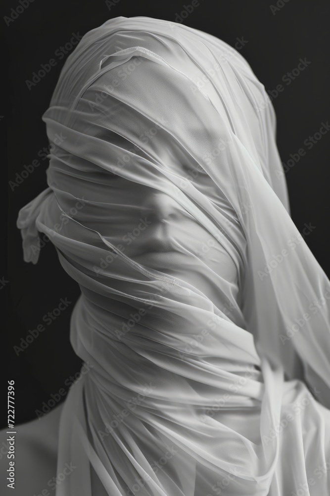 White fabric draped over woman face, dramatic lighting, highly detailed, cinematic White fabric draped over woman face, dramatic lighting, highly detailed, cinematic