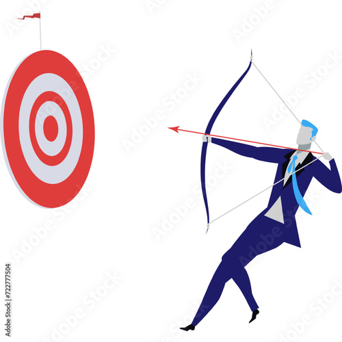 Business man aiming target goal vector icon