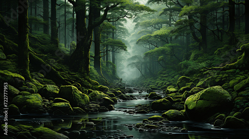 Verdant green transitioning into a misty forest green captures