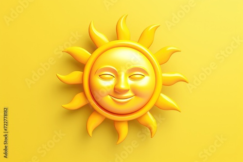 Yellow sun 3d render image isolated on clean studio background