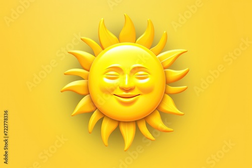 Yellow sun 3d render image isolated on clean studio background