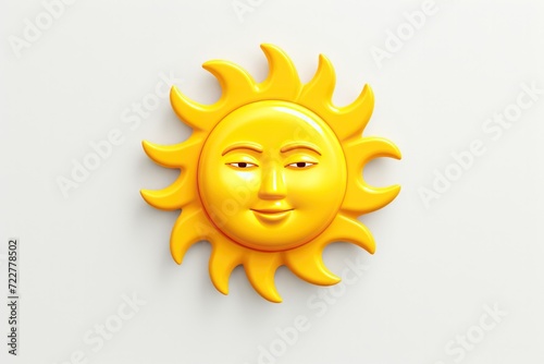 Yellow sun 3d render image isolated on clean studio background