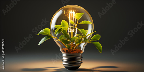 plant in bulb on soil