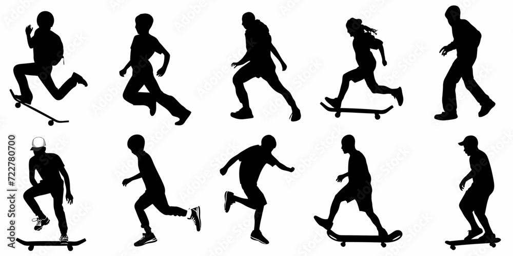 Silhouette of People Doing Sports