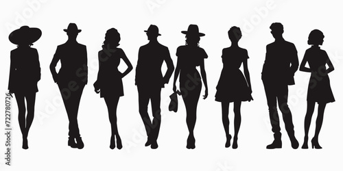 Silhouette Group of Woman and Man Stylist