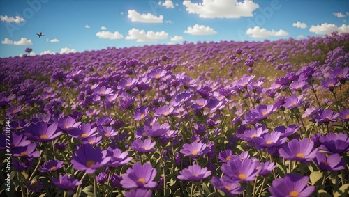 "Purple Flowers Under Blue Sky: Ektachrome Capture