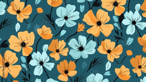 Animated flowers seamless pattern. Retro bouquet. Repeated motion graphic background. Looped animation. Color cartoon style, generative ai  © irvan