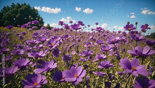 "Purple Flowers Under Blue Sky: Ektachrome Capture