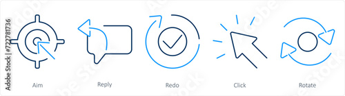 A set of 5 arrows icons as aim, reply, redo