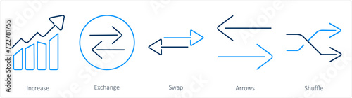 A set of 5 arrows icons as increase, exchange, swap