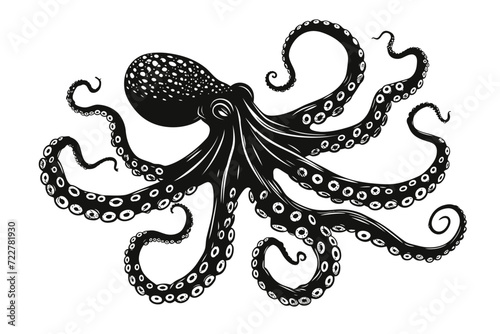 Black Illustration Octopus