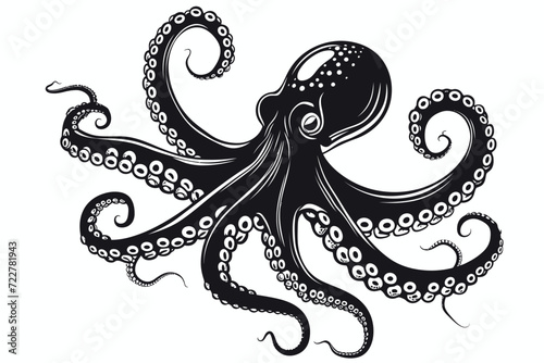 Black Illustration Octopus