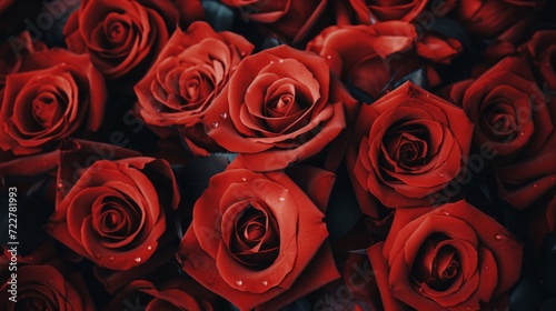 Close up of a bunch of red roses