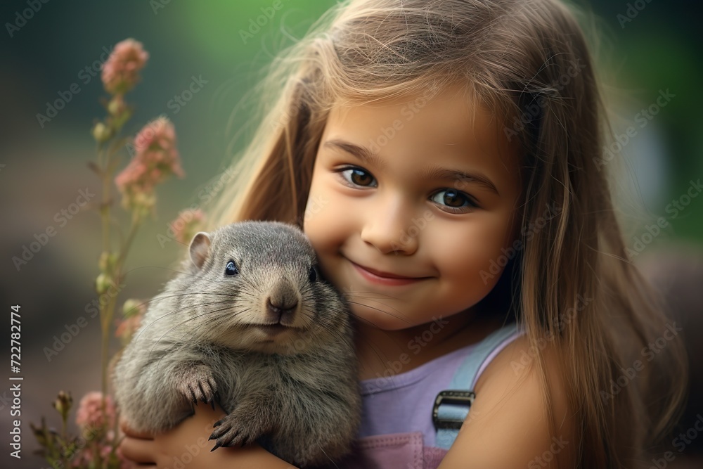 portrait of cute little girl with pet generative ai portrait of cute little girl with pet generative ai