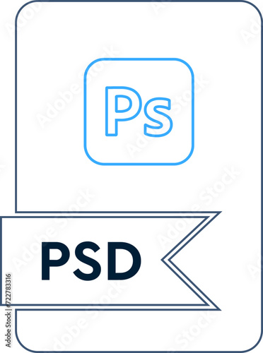 PSD File format icon Dodger Blue outline fill