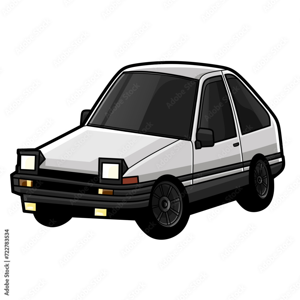 Vector illustration of car isolated for poster or t shirt design,car illstration old,custom car
