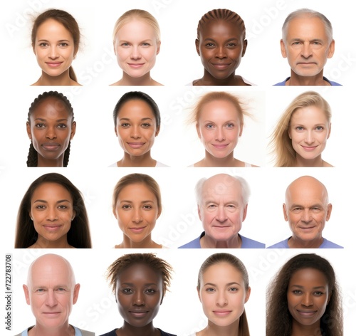 Men and women of different ages, races and ethnicities. Phenotype. Gender. Interracial portraits. Genetics. Black and white people. Caucasian. African. Diversity. Old, young and middle aged people © grooveisintheheart