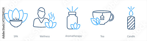 A set of 5 Beauty and Spa icons as spa, wellness, aromatherapy