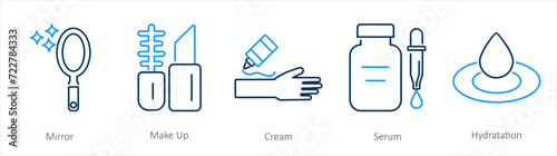 A set of 5 Beauty and Spa icons as mirror, make up, cream