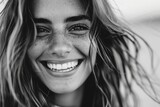 Joyful Freckled Woman Smiling