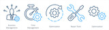 A set of 5 Mix icons as repair tool box, hand tool, optimization