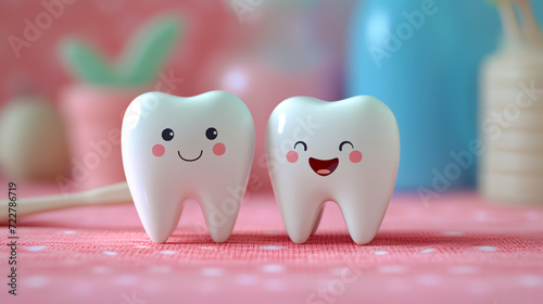 Cute molar tooth, smiling kawaii design. for kids, children dental clinic poster
