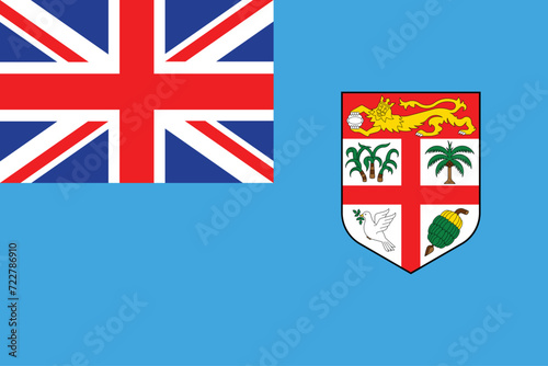 Flags of Fiji. Flat element design. National Flag. White isolated background 