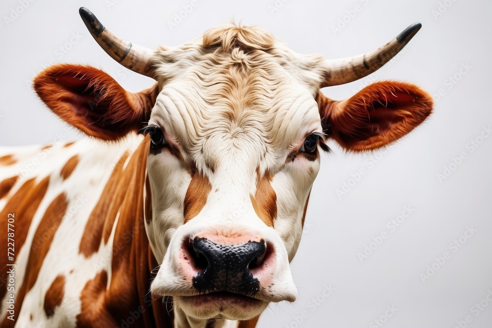 closeup of cow in white background closeup of cow in white background