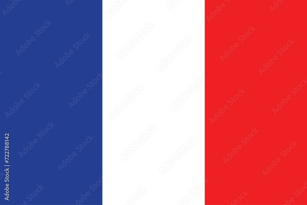 Flags of France. Flat element design. National Flag. White isolated background 