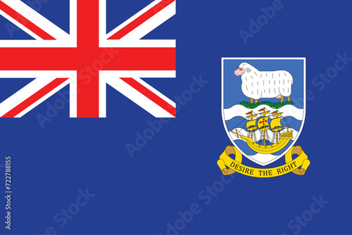 Flags of Falkland Islands. Flat element design. National Flag. White isolated background 
