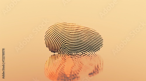 A fingerprint with a reflective surface set against a golden gradient backdrop, evoking themes of identity and luxury.