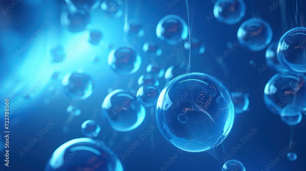 Abstract Wallpaper with Floating Spheres. Blue, Medical concept.