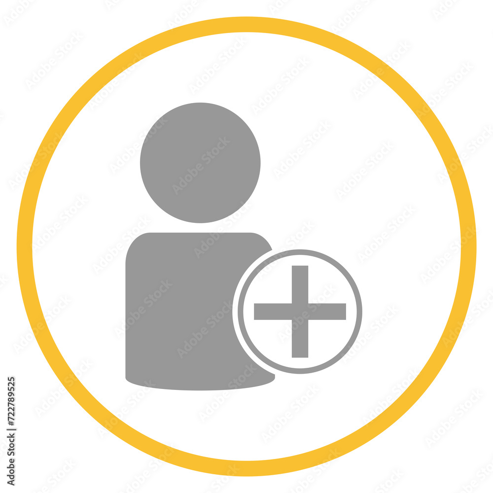Button grau orange mit Person und Plus Icon: Teilnehmer hinzufügen Button grau orange mit Person und Plus Icon: Teilnehmer hinzufügen
