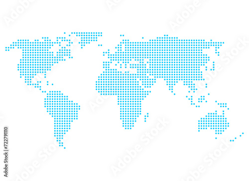 Einfache Weltkarte aus Punkten in blau