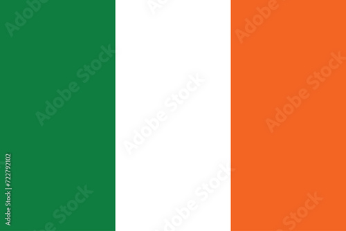 Flags of Ireland. Flat element design. National Flag. White isolated background 