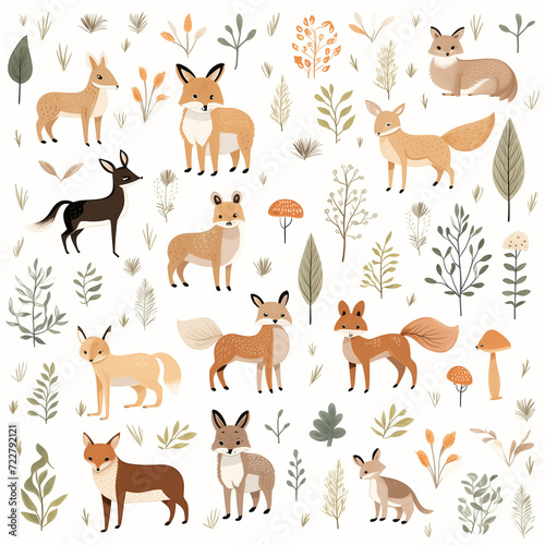 Woodland Animals Pattern Background