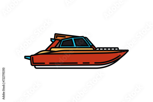 Original vector illustration. The contour icon of the yacht.