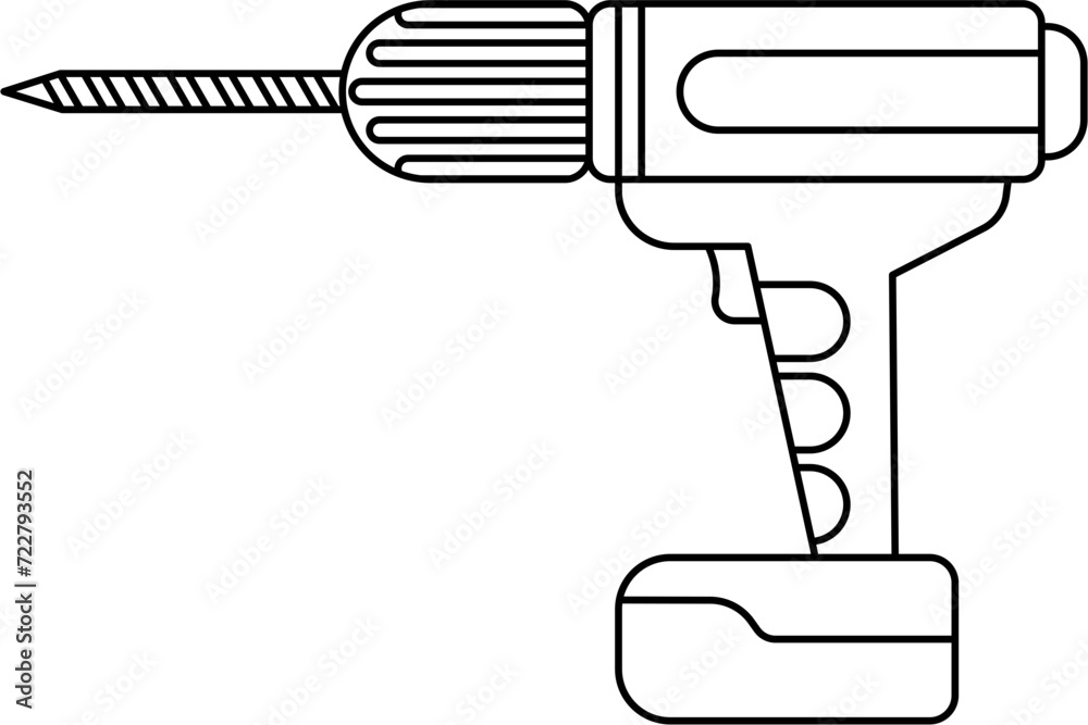 Cordless Drill Outline Vector Illustration Cordless Drill Outline Vector Illustration
