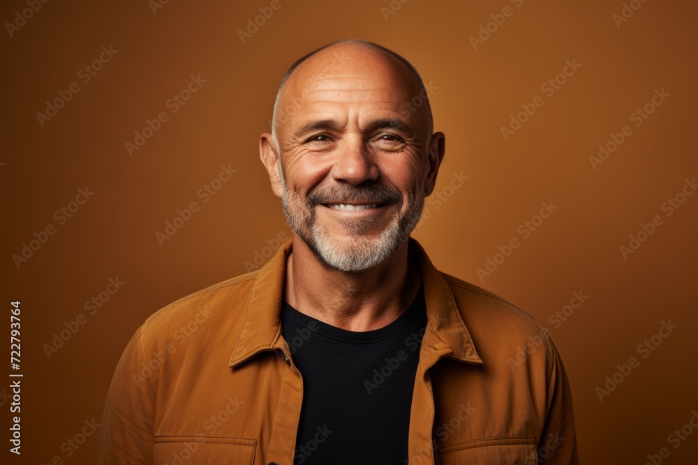 Portrait of a smiling senior man. Isolated over brown background. Portrait of a smiling senior man. Isolated over brown background.