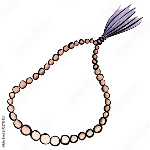 Islamic prayer beads or Tasbih Beads illustration photo